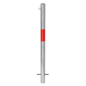 MORION — MORION Poteau de blocage 60, acier, fixe, 1 oeillet, anneau réflecteur rouge, à bétonner