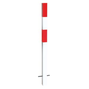 MORION — MORION Poteau de blocage 70 x 70, acier, fixe, sans oeillet, laqué rouge-blanc, réflex. rouge, à encastrer