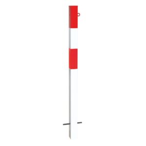 MORION — MORION Poteau de blocage 70 x 70, acier, fixe, 1 oeillet, rouge-blanc, anneau réflecteur rouge, à bétonner