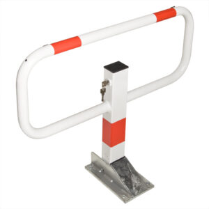 SESAM — Arceau de sécurité SESAM-privat 780x570, acier, rabattable, à cheviller, blanc, anneaux refl., serrure cylindrique