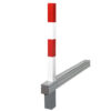 SESAM — Poteau de blocage SESAMplus 70 x 70, avec bac de sol, 1.000 mm au-dessus du sol, rouge-blanc