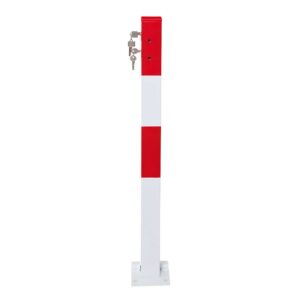 SESAM — SESAM A Poteau de barrage 70x70, H 1.000(+330)mm, rouge-blanc, sans oeillets, demi-cylindre profilé, à bétonner