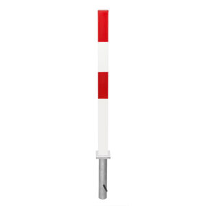 PARAT — Poteau de blocage PARAT B 70x70, amovible, rouge-blanc, serrure triangulaire, à bétonner