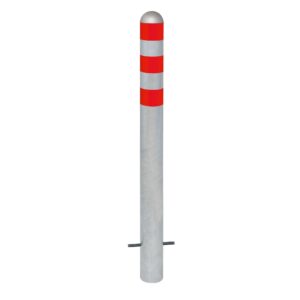 CITY — Borne de protection CITY acier, galvanisé à chaud, H 1.200 mm, calotte en aluminium, à bétonner, anneaux réflecteurs rouges