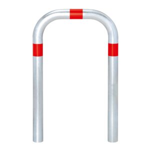 CITY — Arceau de protection CITY grand, acier, galvanisé à chaud, 800x500mm, tube rond, anneaux réflecteurs rouges, à bétonner