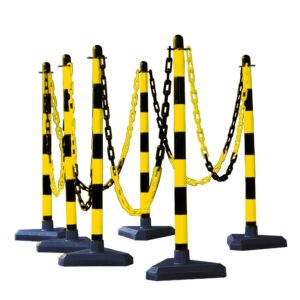 GUARDA — SET de poteaux à chaîne GUARDA, 6 poteaux, 10 m de chaîne, Poteau avec œillets