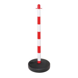 GUARDA — Poteau pour chaîne léger GUARDA, rouge-blanc, pied en plastique remplissable (rond), plastique, avec oeillets