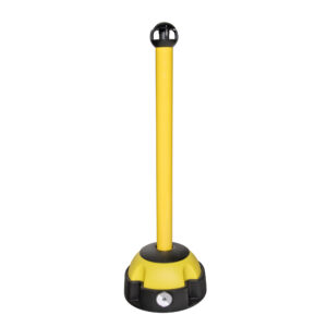 MORION — MORION Poteau d'avertissement pour chaîne, partie supérieure en aluminium laqué, 60x975mm, pied remplissable, noir-jaune