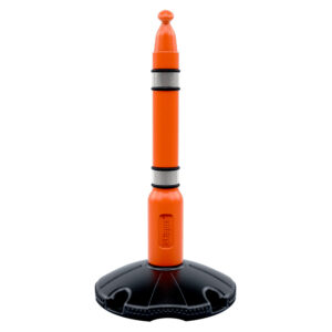SKIPPER — SKIPPER poteau en plastique, partie supérieure orange, H 1.000 mm, bandes réfléchissantes, pied noir