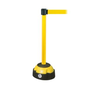 MORION — MORION support d'avertissement de sangle, partie supérieure en aluminium laqué, 60x985mm, pied en plastique, noir-jaune, sangle de 5m