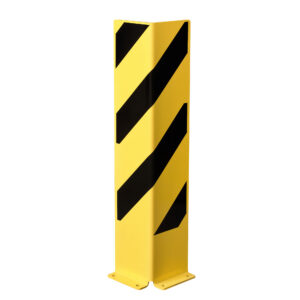 BLACK BULL — BLACK BULL protection antichoc, équerre, H 800 mm, acier 6 mm, jaune, bandes noires, à cheviller