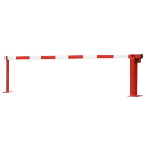 COMPACT — Barrière système COMPACT avec vérin à gaz et poteau d'appui, galvanisé, peint en rouge et blanc