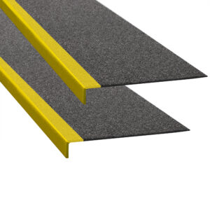 Cornière antidérapante pour escaliers, GFK, noir, bord jaune, 230 x 1000 x 30 mm, facteur de glissement R13