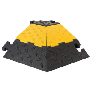 MORION — MORION Pont de câbles, grand, angle 45°, gauche, caoutchouc dur, noir, couvercle jaune, 500/200x600x75mm
