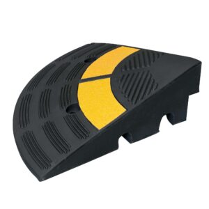 MORION — MORION Rampe de trottoir caoutchouc, élément d'extrémité, 300x300x100mm, noir, jaune réfléchissant, jusqu'à 40 t