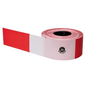 MORION — MORION Ruban de délimitation, film polyéthylène recyclé, certifié Ange Bleu, rouge-blanc bloqué, 500m