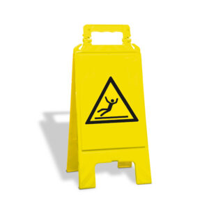 Panneau d'avertissement en plastique, pliable, jaune, avec symbole : risque de glissade