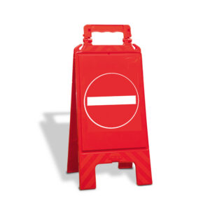 Panneau d'avertissement en plastique, pliable, rouge, avec symbole : Entrée bloquée