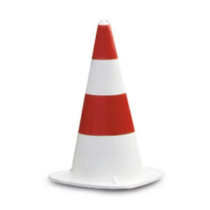 EUROPA Leitkegel — Cône de signalisation EUROPA JUNIOR, mélange de caoutchouc, blanc, avec 2 anneaux rouges laqués, hauteur 510 mm