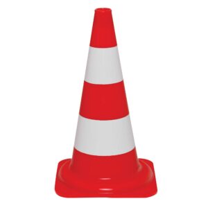 Cônes de signalisation lumineux de jour SET, rouge-orange-blanc, 5 cônes de signalisation en PE, y compris 10 m de chaîne de vision M-Poly