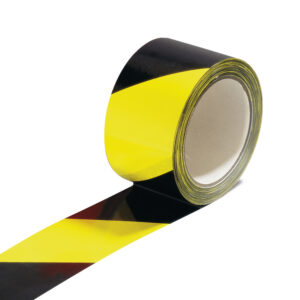 Ruban de signalisation noir-jaune, autocollant, 60 mm/66 m